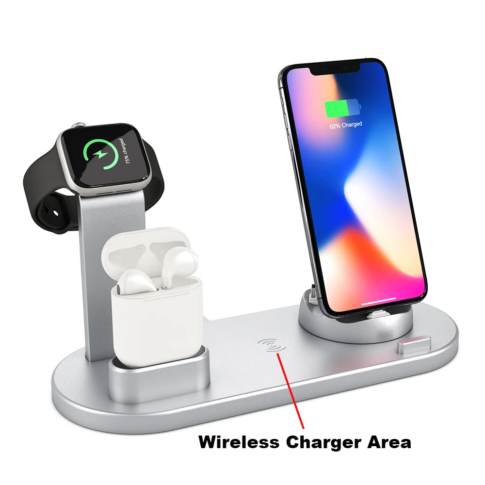 

2021 New Arrivals J970 wireless charger charging stations 6 in 1 charging station charger wireless Multifunction 5v 2a 10w 15w