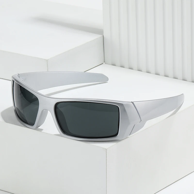 

New Steampunk Wrap Around Fashion Sunglasses Vintage Sun Glasses for Men Women Outdoor Sport Shades UV400 Eyeglasses Silver