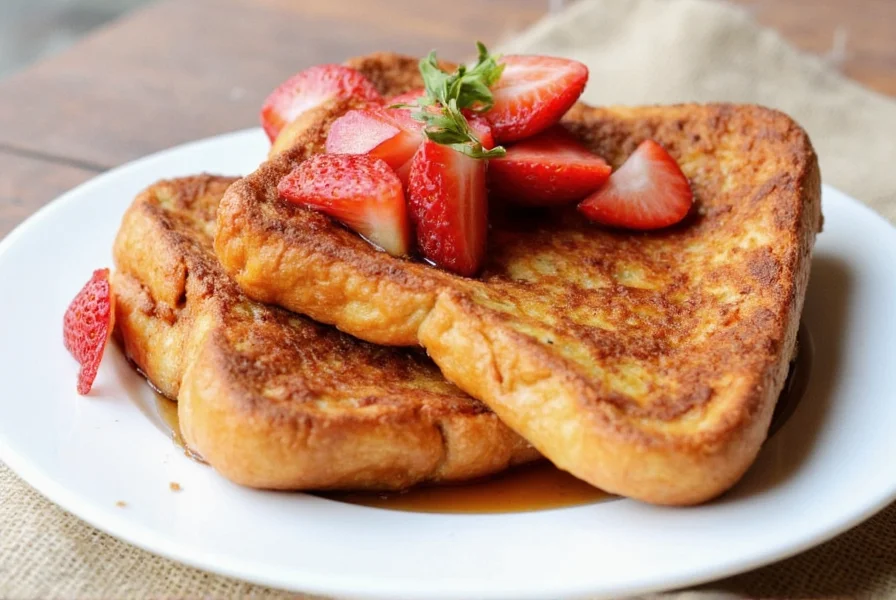 Variety of toppings for cinnamon french toast including fresh berries, whipped cream, and maple syrup