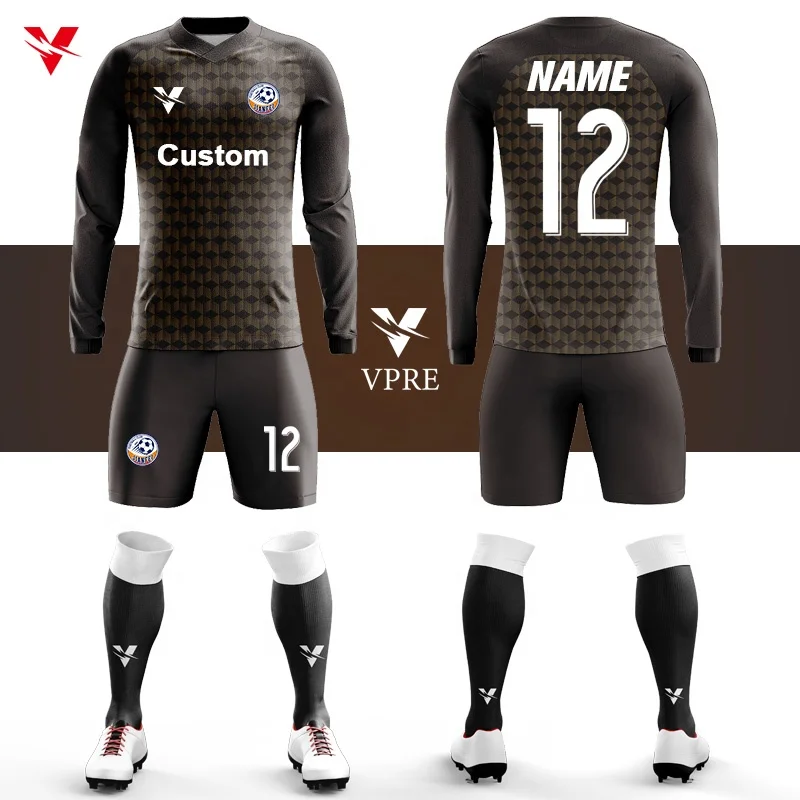 

Custom Sublimation Men Long Sleeve Soccer Jersey Sets Youth Football Uniform Suit With Name Number Logo WO-X1039