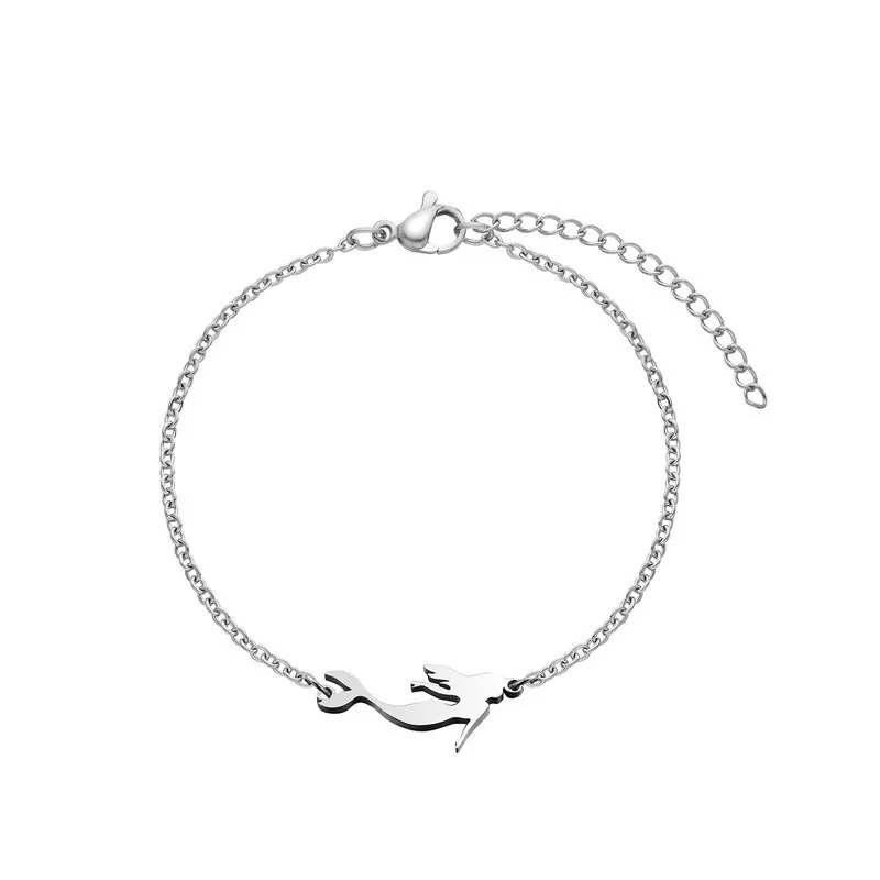 

2021 temperament simple glossy stainless steel adjustable mermaid girl bracelet