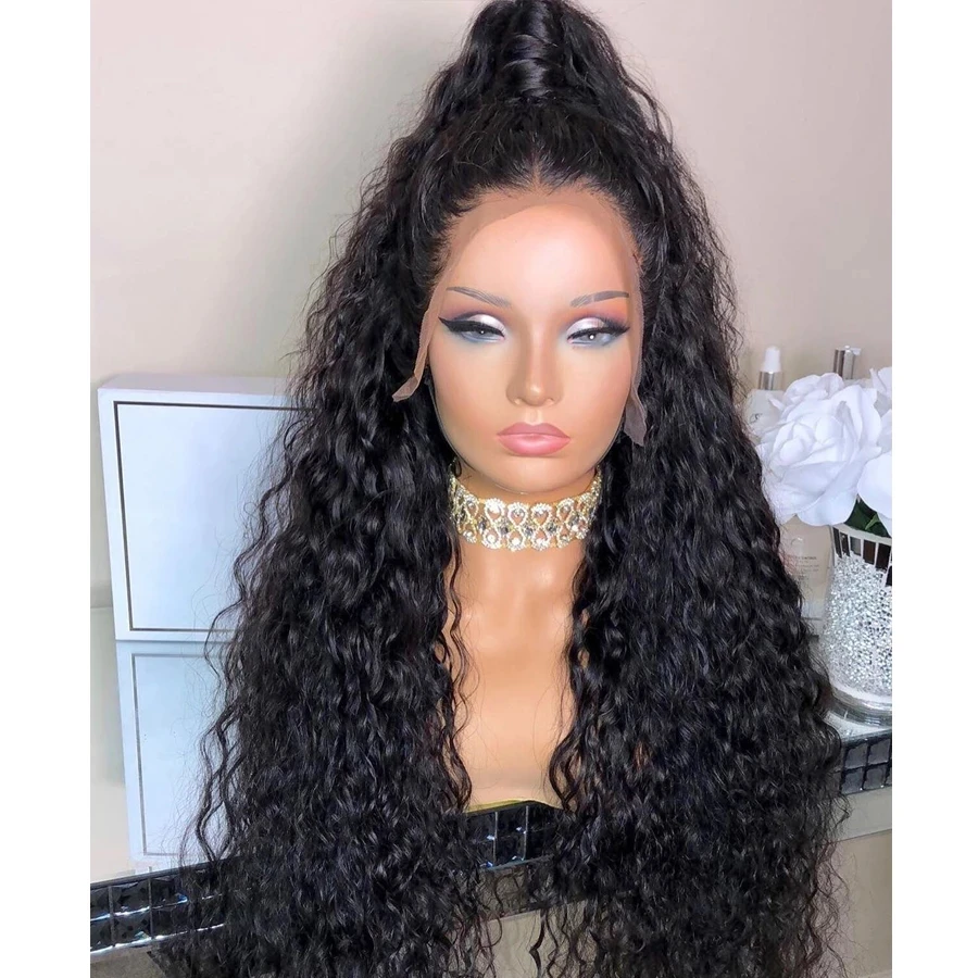 

Brazilian High Ponytail Natural Wave Lace Human Hair Wigs with Baby Hair 180Density Lace Front Wigs Remy Hair Pre Plucked Full, Natural color lace wig