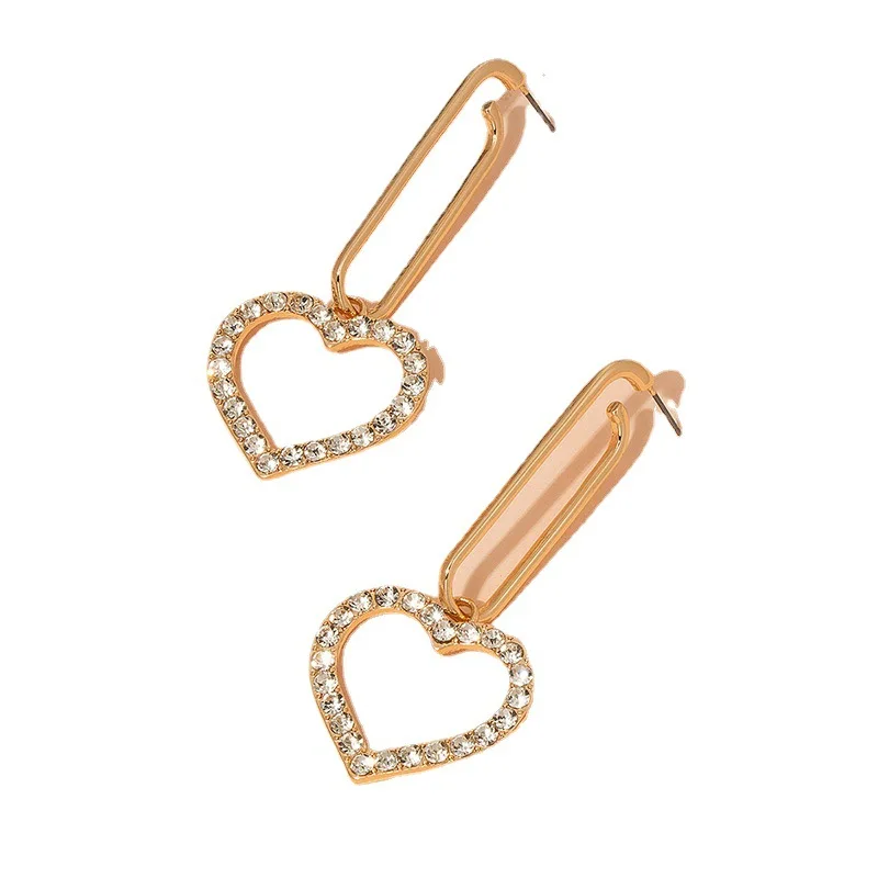 

Women Jewelry Heart Design Crystal Stone Earrings Rhinestone Drop Earrings Daily Wearing Fashion Jewelry Heart Drop Earrings
