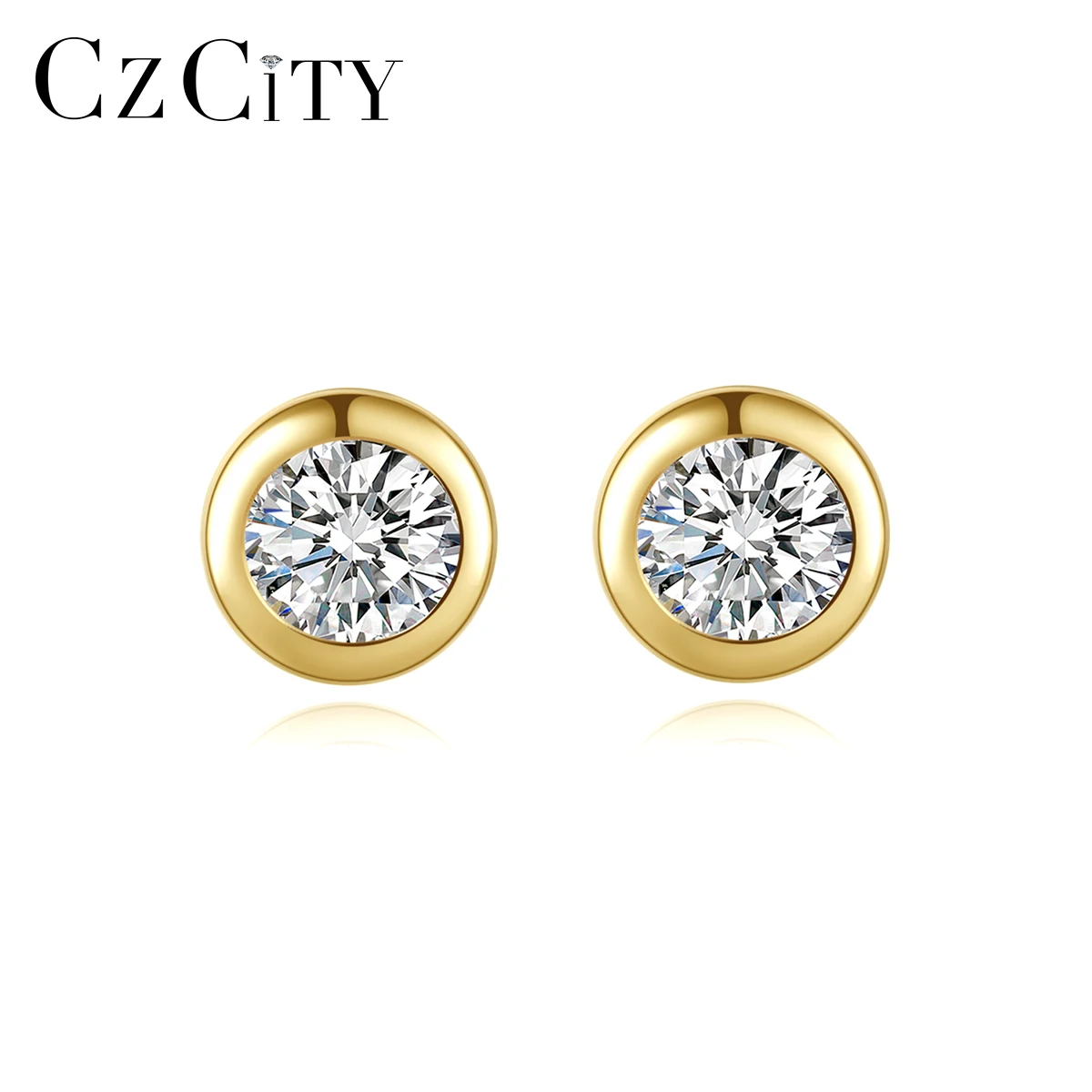 

CZCITY 925 Silver Single Stone Earring Designs CZ Earrings Jewellery Wholesale Rhinestone Bridal 14K Jewelry