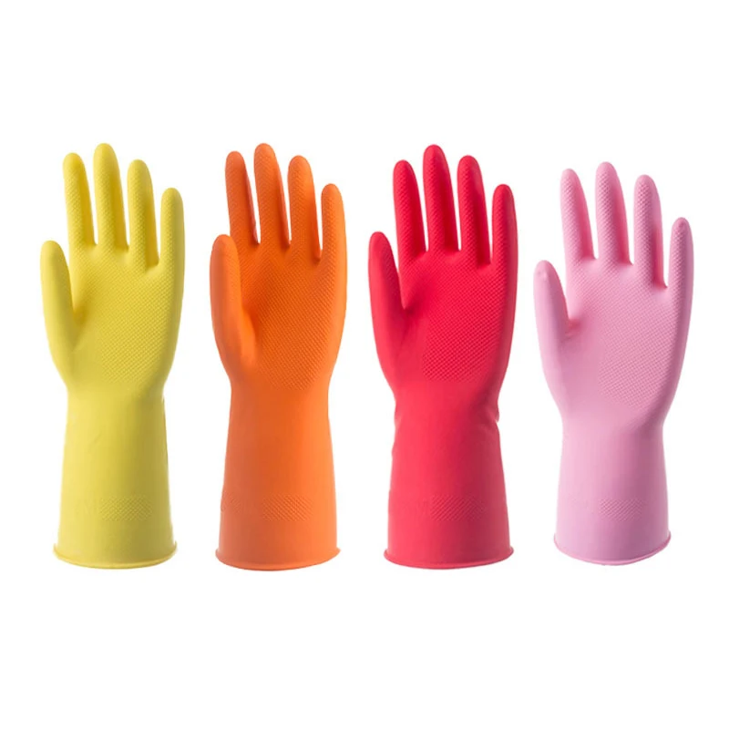 

Reusable Waterproof Household Dishwashing Cleaning Latex Gloves Non-Slip Kitchen Glove, Orange, yellow, red, customized