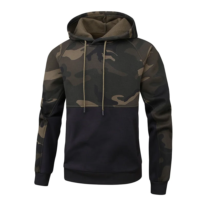 

Custom Black Men Graphic Camo Sublimation Front Pocket Hoodie Pullover Sweatshirt