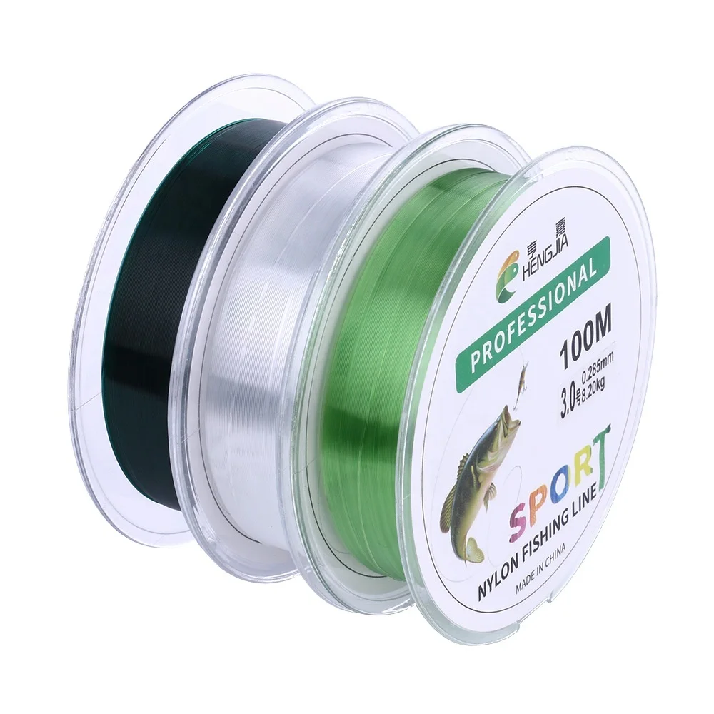 

New sea fishing line 100 meters fishing line nylon high strength 3 colors optional fishing rod, Green