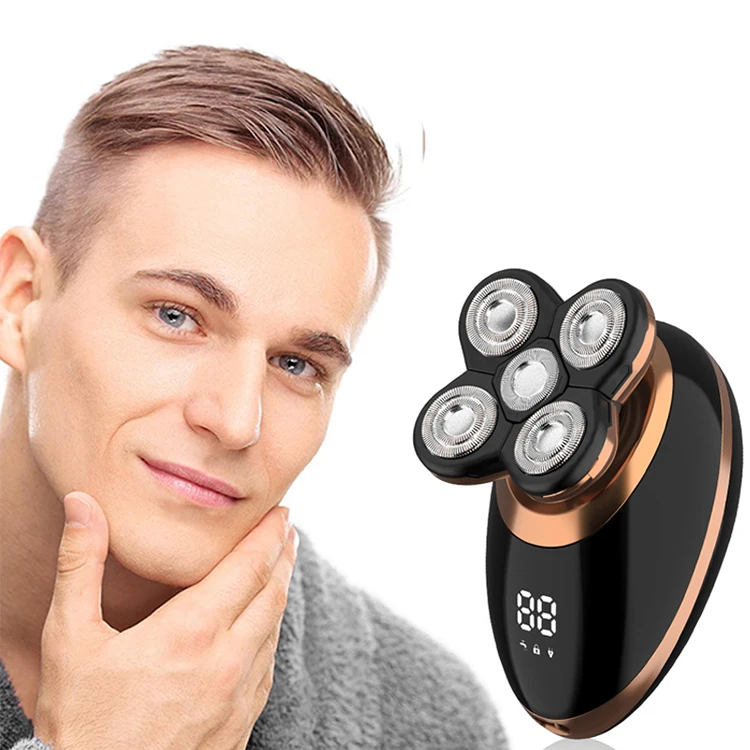 

Cordless USB Rechargeable Waterproof Facial Grooming Kit Head Shavers 4d Electric Razor Hair Clipper Shaving Kit Rotary Shaver, Black