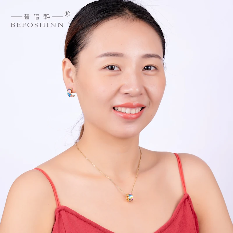 

Colorful Enamel Sets Latest 18K Gold Plated Stainless Steel Enamel Pendant Necklace