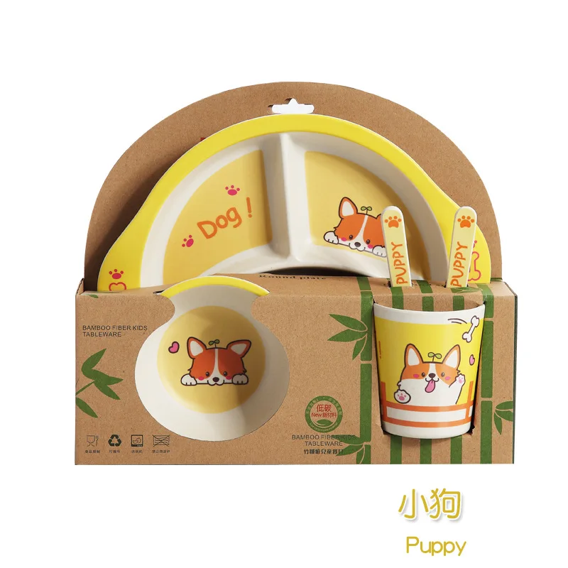 

Can be customized bamboo fiber children tableware set cartoon rice bowl food bowl customized LOGO