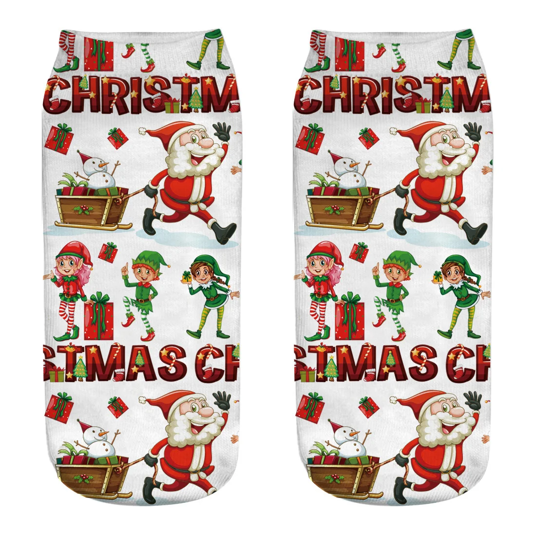 

Customized Own Logo Colorful Sublimation 3d Printing Ankle Socks For Christmas