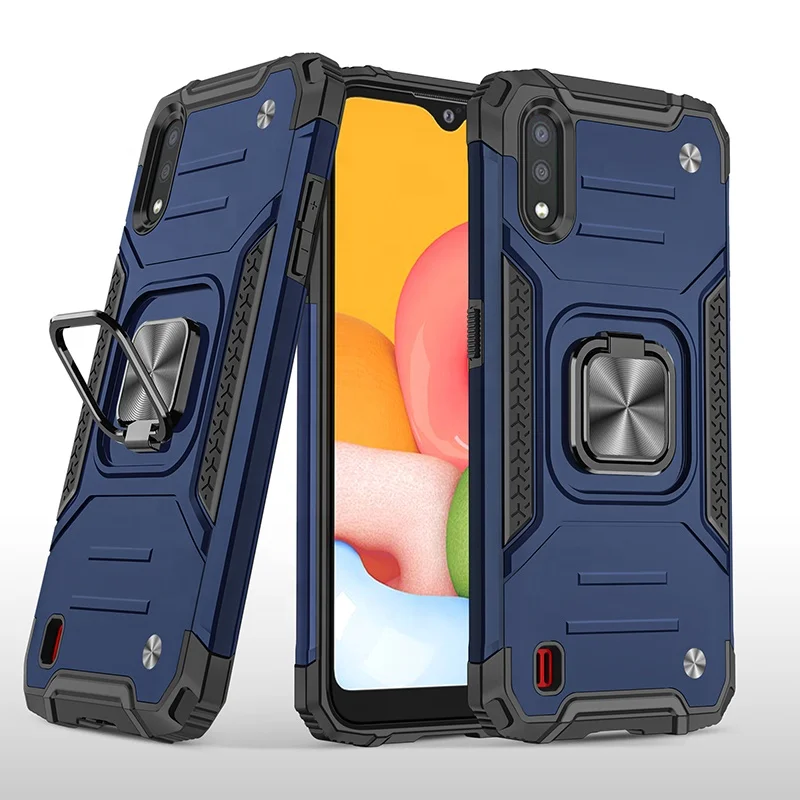 

New Military Protective Cellular Mobile Case with Ring Phone Cover for Samsung Galaxy A01 US+EUR, Multiple colors