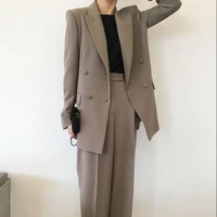 

Women Elegant Plaid Blazer Suit Long Sleeve oversized loose Checked Coat Formal Office Work Jackets bz09