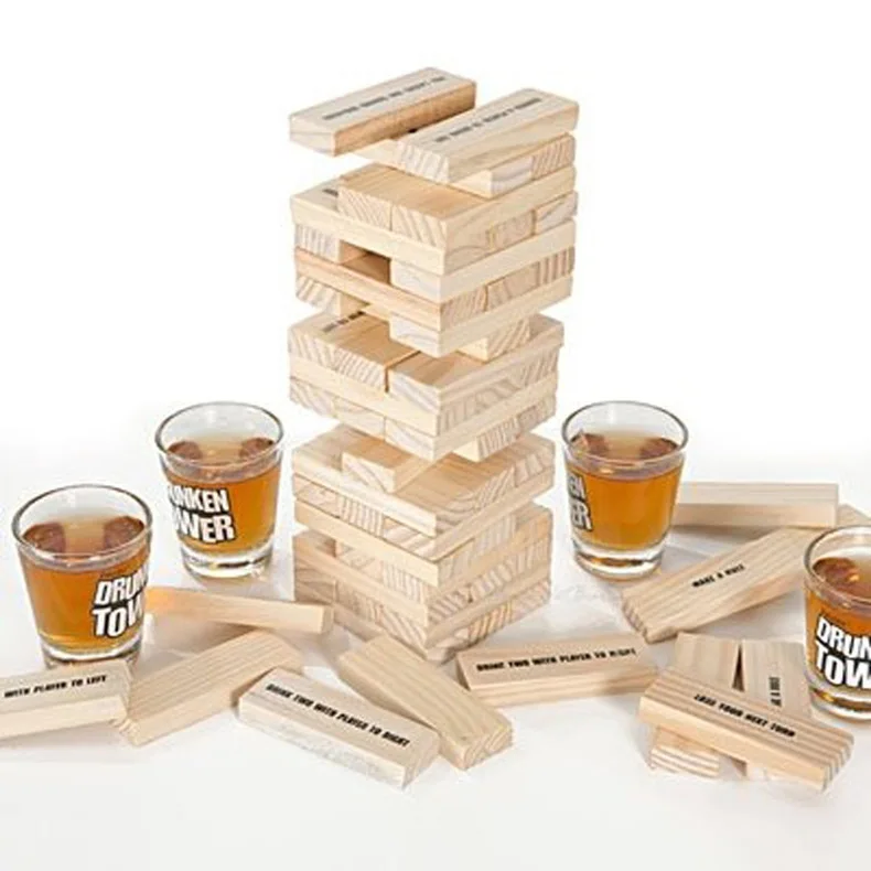 

design party tumbling tower wooden block drinking game building blocks table timber toy night club party for adult, Multicolor