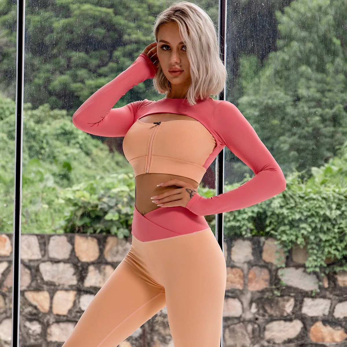 

2022 New Fitness Gmy Clothing two piece Fall Winter long sleeve women yoga set