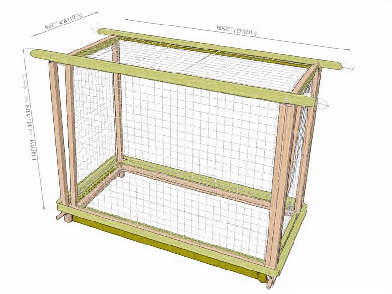 DIY rabbit cage blueprint showing 4x8 foot dimensions