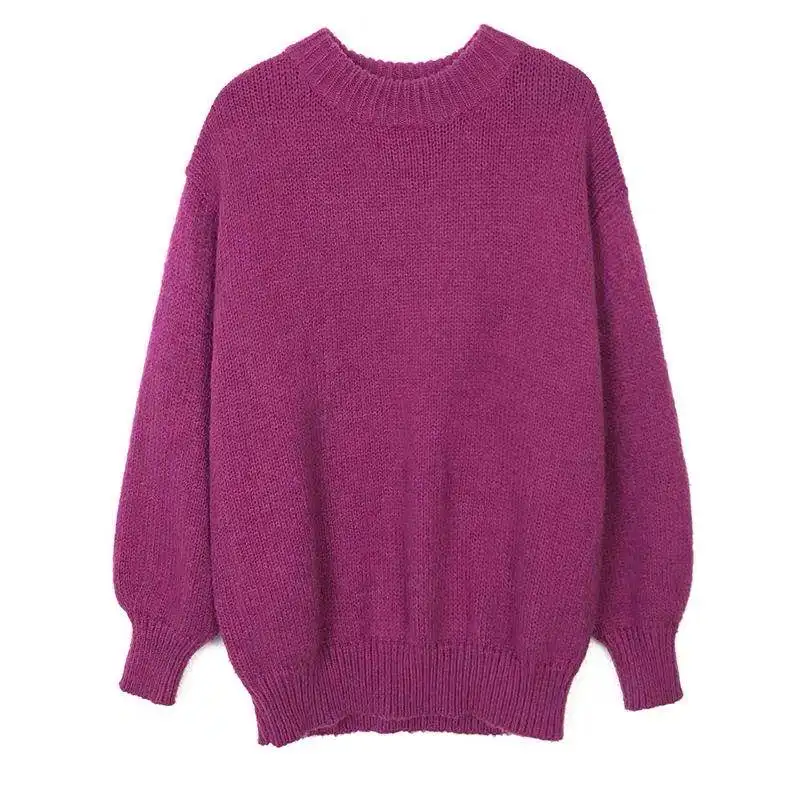 

wholesale New solid color round neck mohair knit pullover sweaters for women