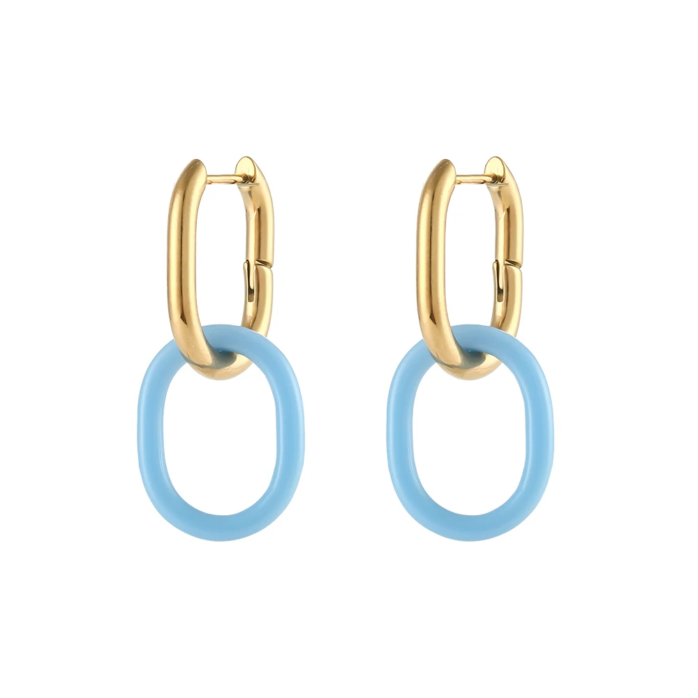 

Hippop Statement JewelryColor Acrylic Double Hoop Link Dangle Earrings for women