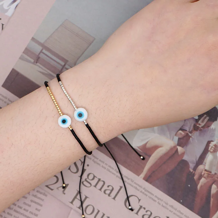 

BG1099 Fashion Jewelry Small Evil Eyes Glass Bead Macrame Bracelet, Charm Adjustable Glaze Ladies String Bracelets