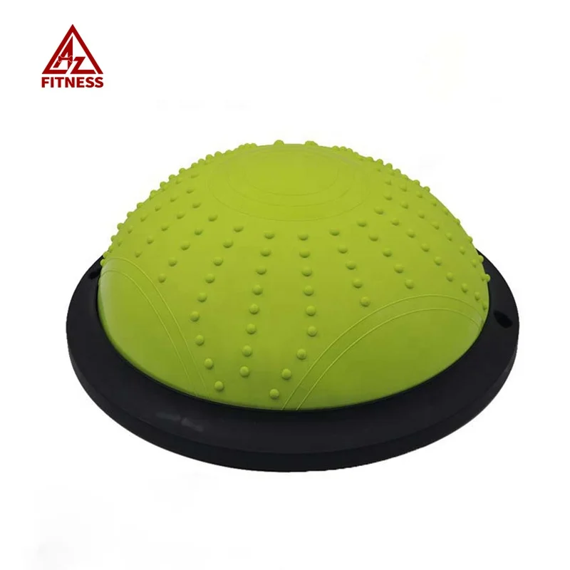 

46cm Body Fitness Pilates Workout Training Custom Logo OEM Inflatable Anti Burst Exercise PVC Gym Massage Half Balance Yoga Ball, Red, blue, grey, yellow, purple, green