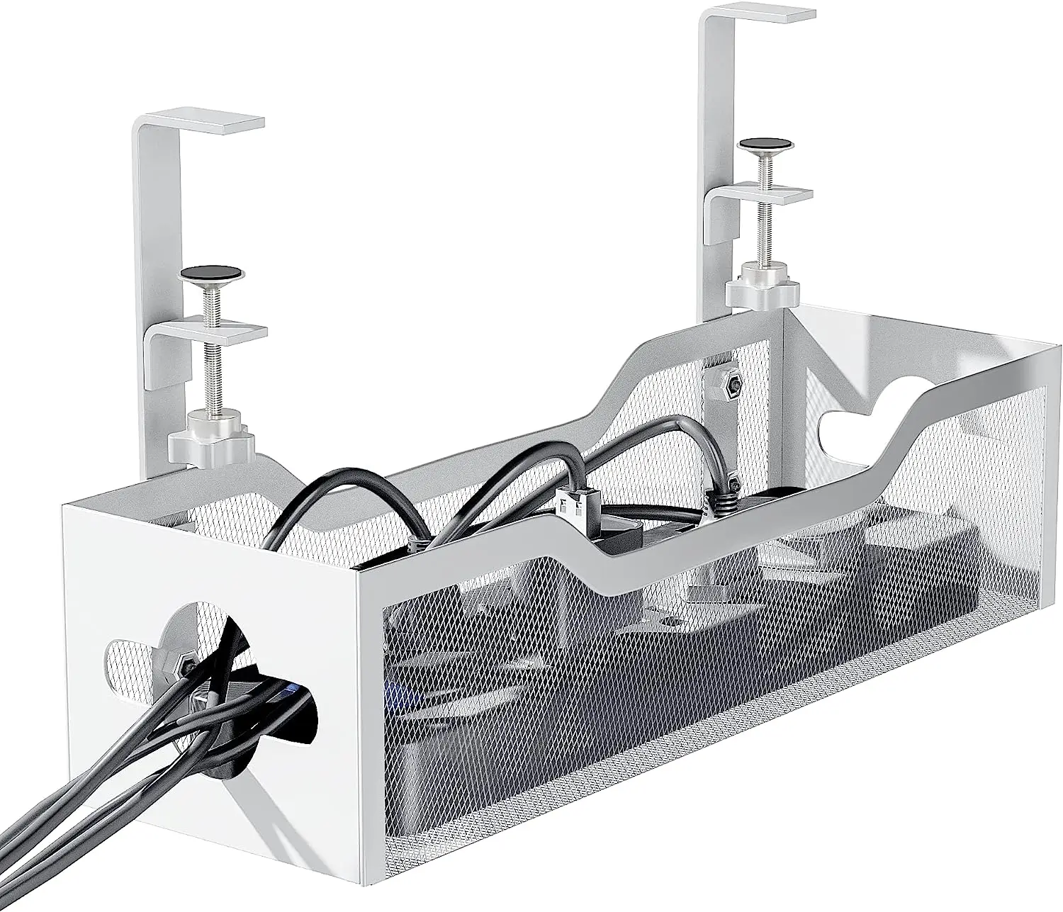 

Under Desk Wire Management Tray Standing Cable Organizer No Damage Easy to Install Cable Management