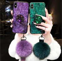 

epoxy luxury crystal Venonat phone Case For Iphone 6 6s XS MAX X 7 8 Plus purple green back cover with strap for girls