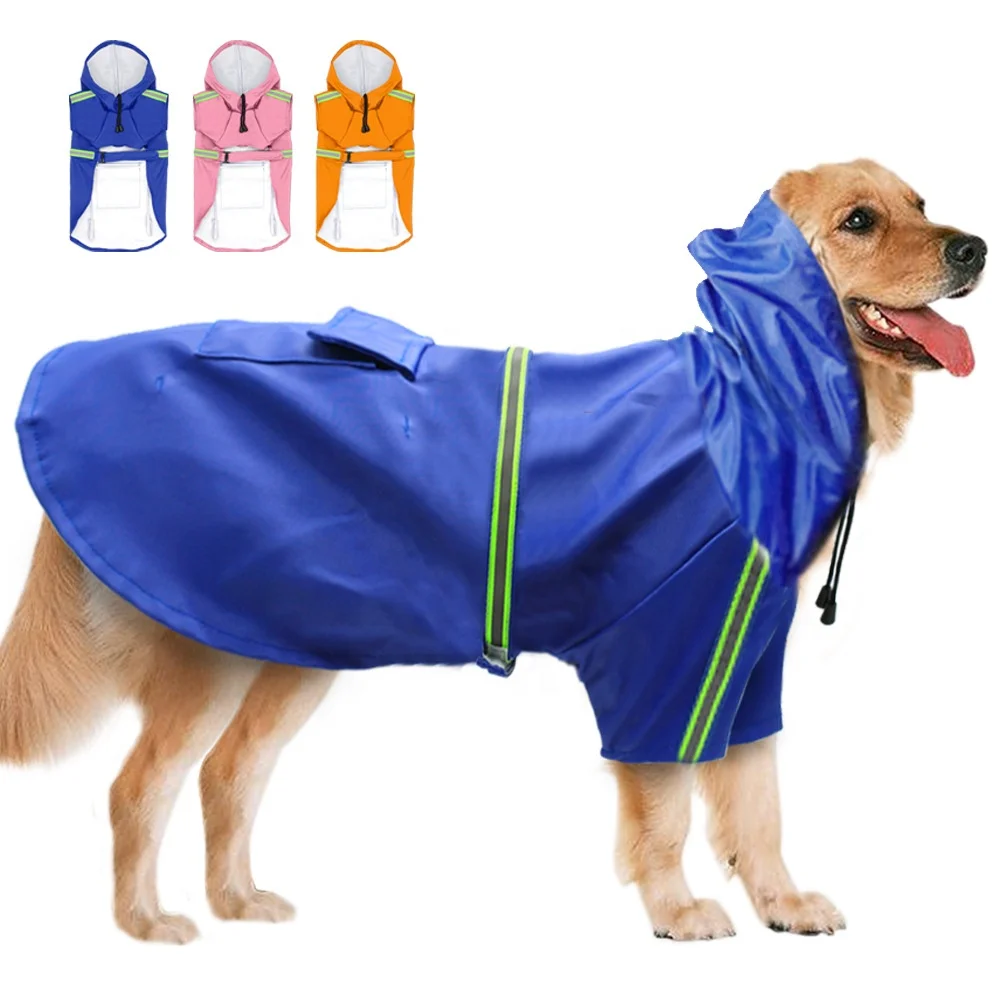 

High Quality Custom Comfortable Large Pet Clothes Hoodie Safe Reflective Strip Waterproof Pet Dog Raincoat, As picture shows