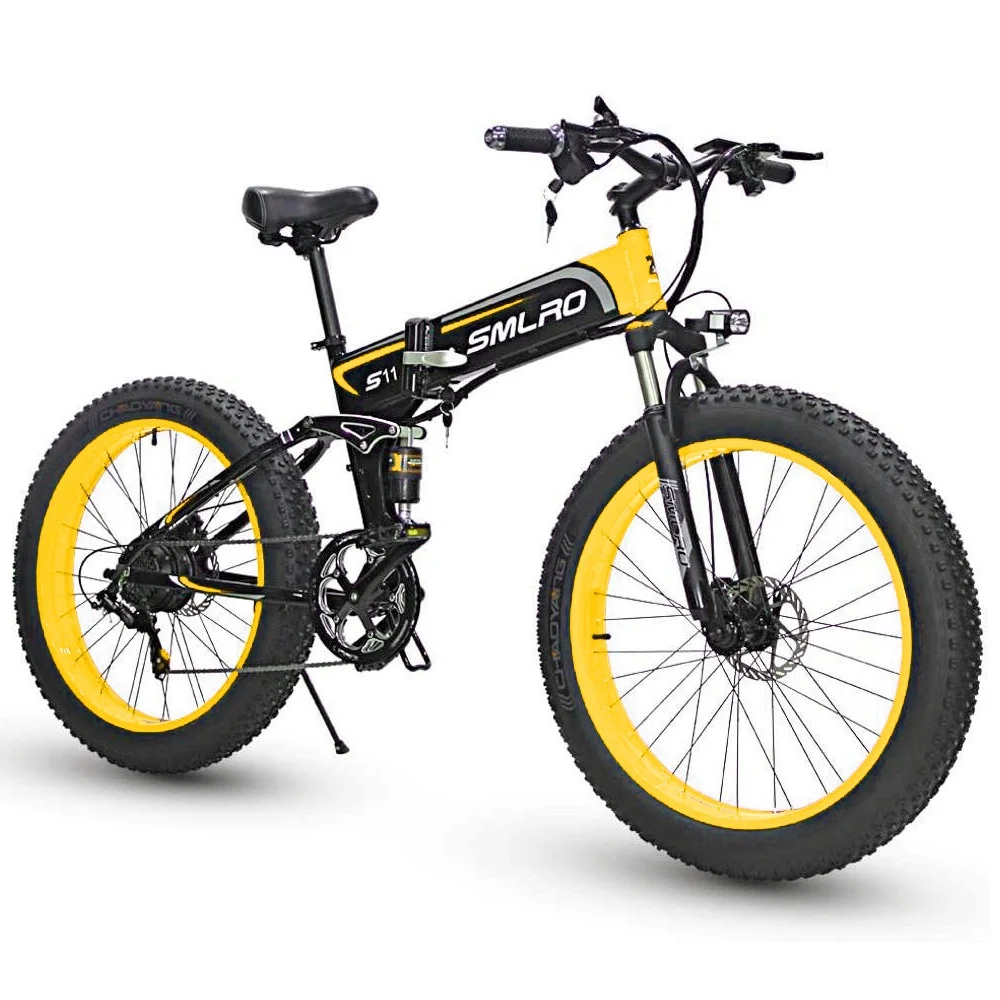 

SMLRO Mountain ebike 26 inch 48V 1000W 14Ah $amsung Battery folding electric bicycle fat tire snow E bike beach E-bike 7 Speed