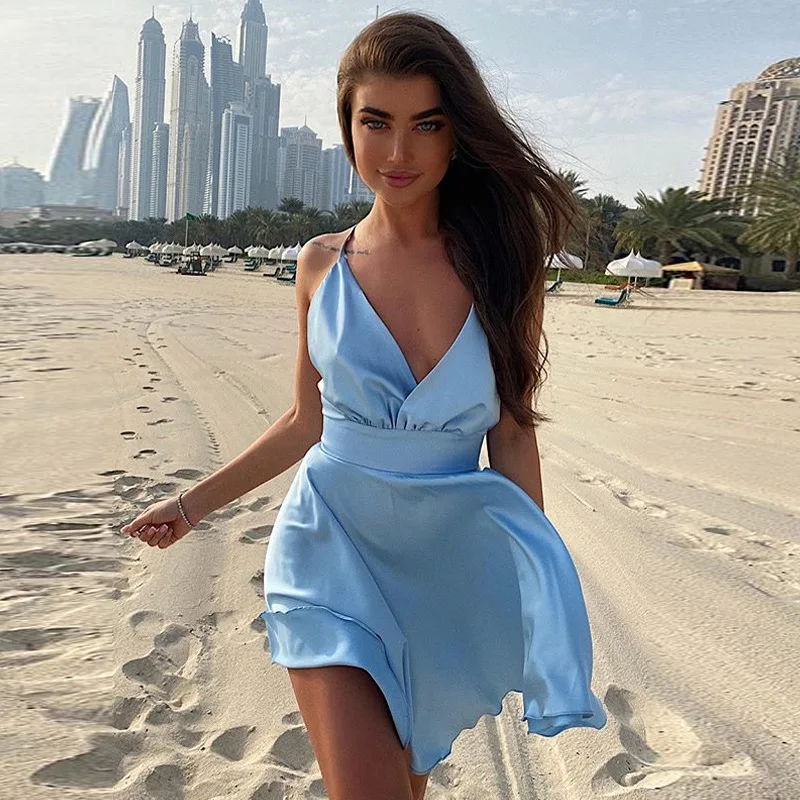 

summer free prom lady bandage satin night club party dresses sexy girl evening prom mini dress