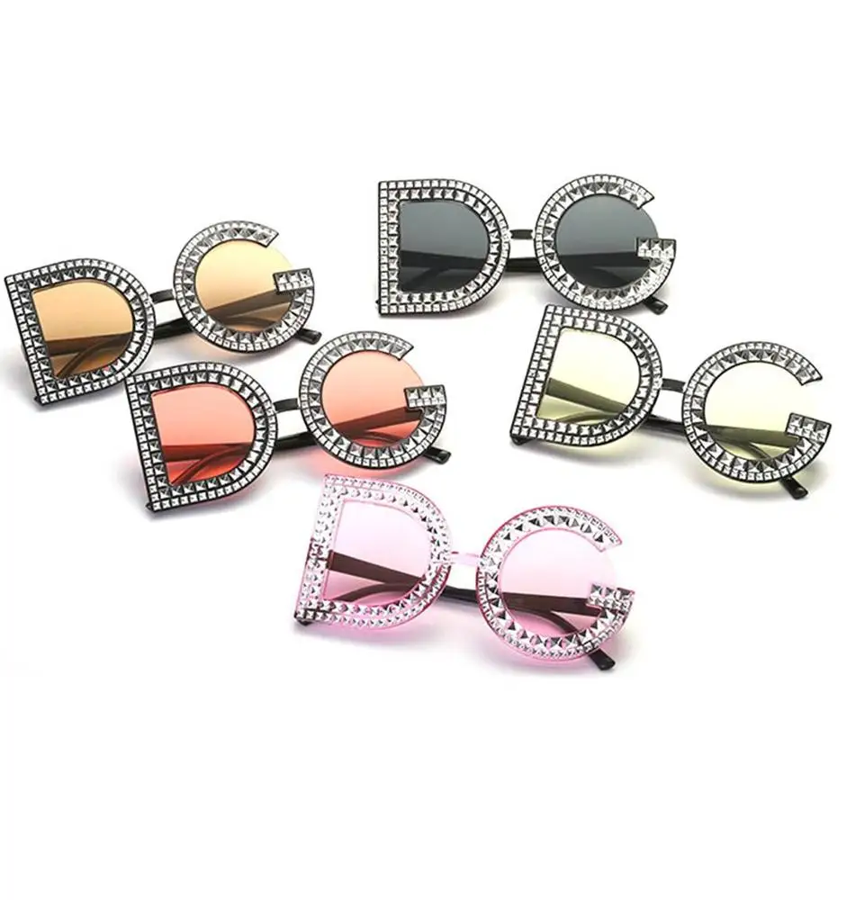 oversized dg Sunglasses women large square 2019 trending products rhinestone crystal big Sunglasses oculos de sol feminino