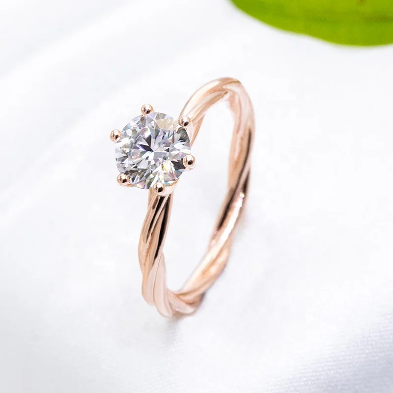 

Shiny 1ct engagement moissanite ring wholesale silver sterling 925 plating rose gold moissanite ring for women engagement