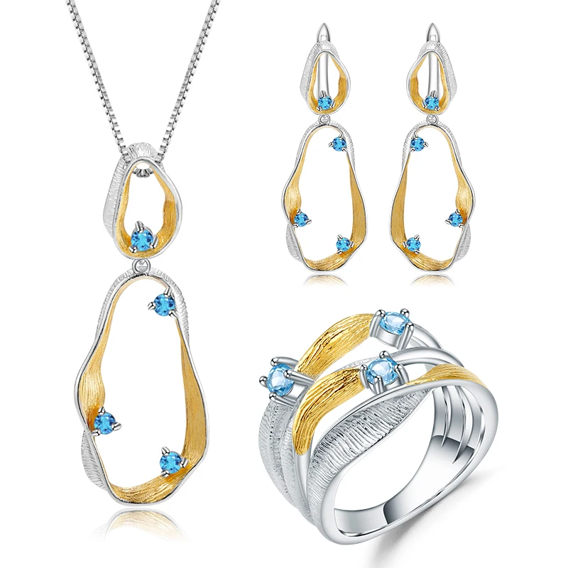 

C7870 2022 Abiding ring earrings pendant sets natural gemstone amethyst topaz peridot 925 sterling silver jewelry sets women