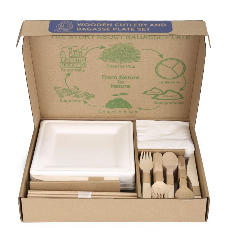 

dishes & plate dinner/dinnerware set biodegradable for wedding party camping picnic