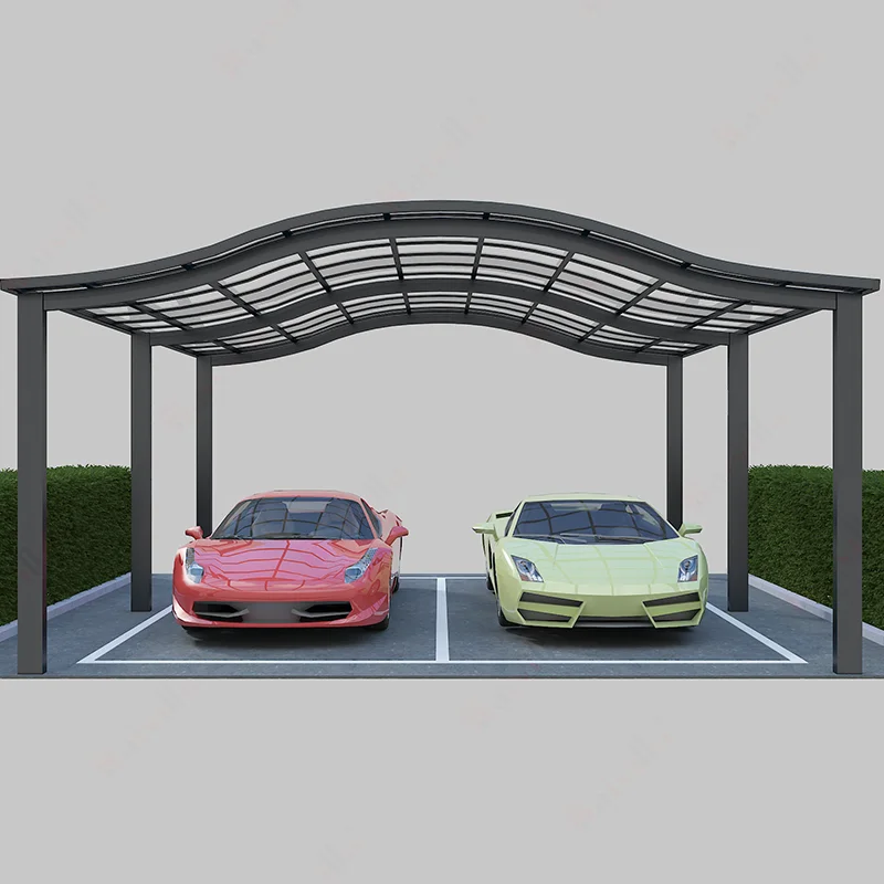 

Outdoor bending polycarbonate roof aluminium cantilever alloy modern carport garage, Customized color