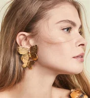 

Trends 2019 New Fashion Gold Plated Exaggerate Metal Butterfly Alloy Design Stud Earrings For Women