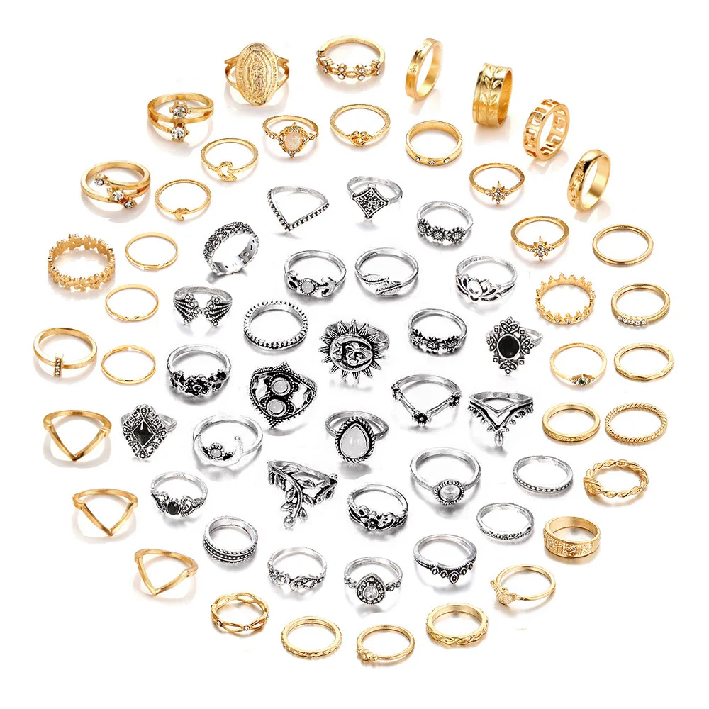 

Sandro Vintage silver ring set women's stackable knuckle ring for women