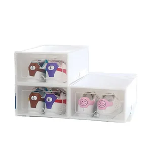Image of Transparent ladies clamshell shoe box Shoe cabinet storage box Color multi-purpose storage shoe box