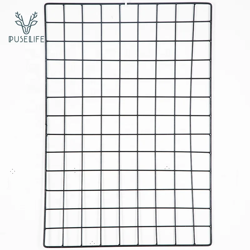 

Custom size metal wire mesh grid wall panels for picture and photo, Black