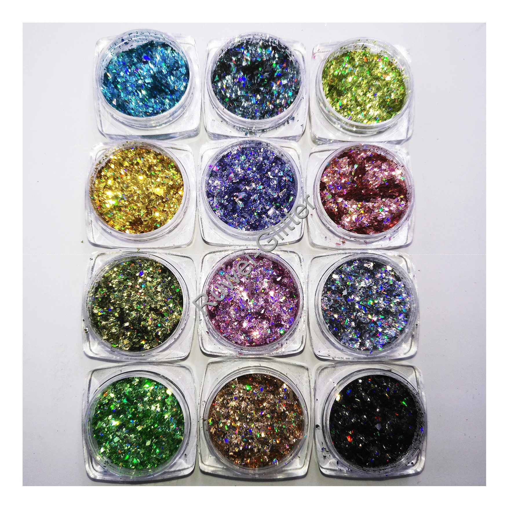 

12Color Holographic Laser Cosmetic Irregular Flake Mirror Glitter for Makeup Nail Art Facepaint