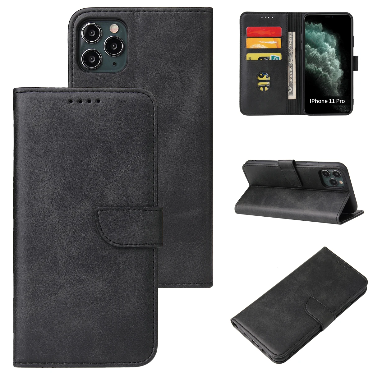 

GSCASE Luxury Card Slots Wholesale Factory Supplier Free Sample Flip Wallet Cover For Iphone 12 PU Leather Case