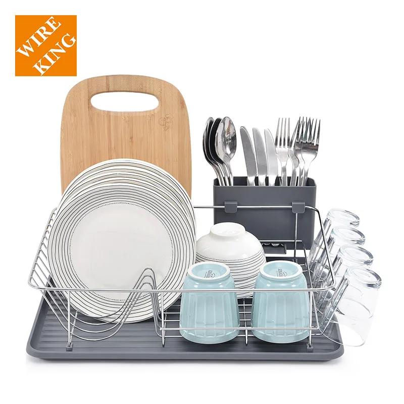 

OUTLET*DISH RACK collection dish drainer drain board and utensil holder simple easy use compact for sweet home, Silver/customizing