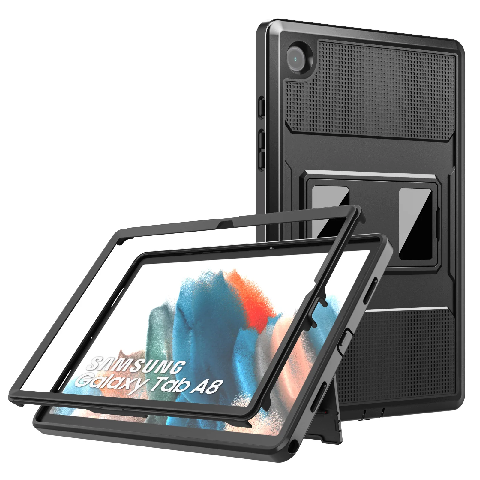 

MoKo Shockproof Full Body Rugged Stand Back Cover Built-in Screen Protector for Samsung Galaxy Tab A8 10.5 Inch 2022