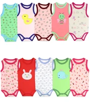 

Cheap baby romper set 5 pieces infant cotton sleeveless baby rompers jumpsuit