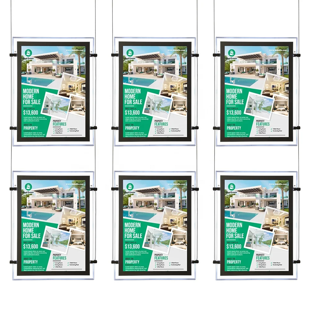 Real Estate Advertising Light Box Hanging A3 White Lighted Led Agent Custom Digital Realtor Post Open House Signs
