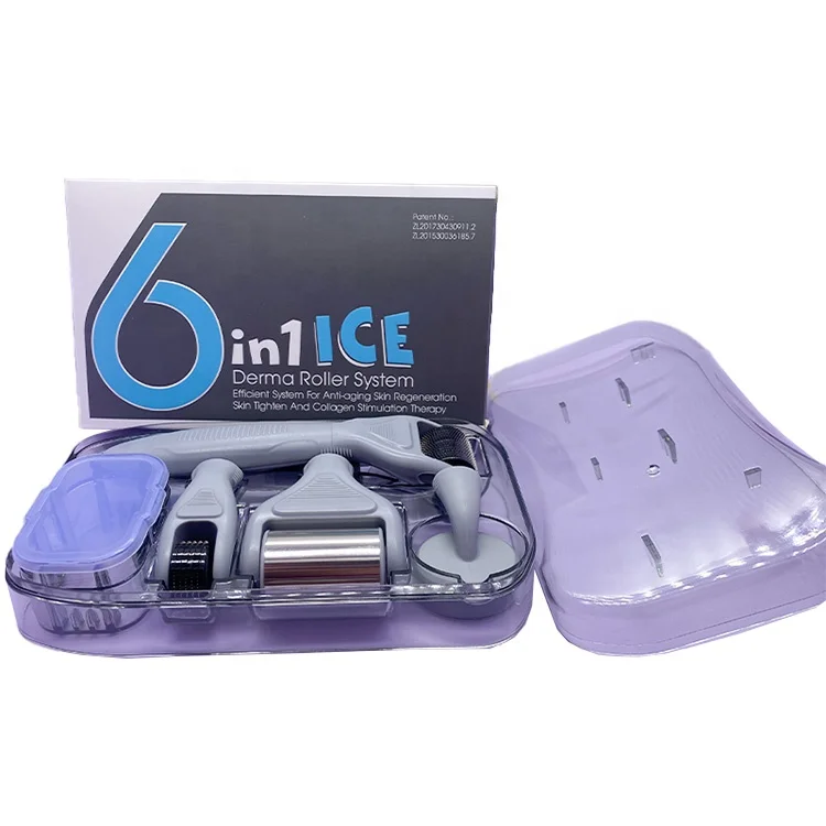 

CE Approved Micro Skin Needling Titanium Dermaroller 6 in 1 Ice Derma Roller Kit of Derma Rolling System