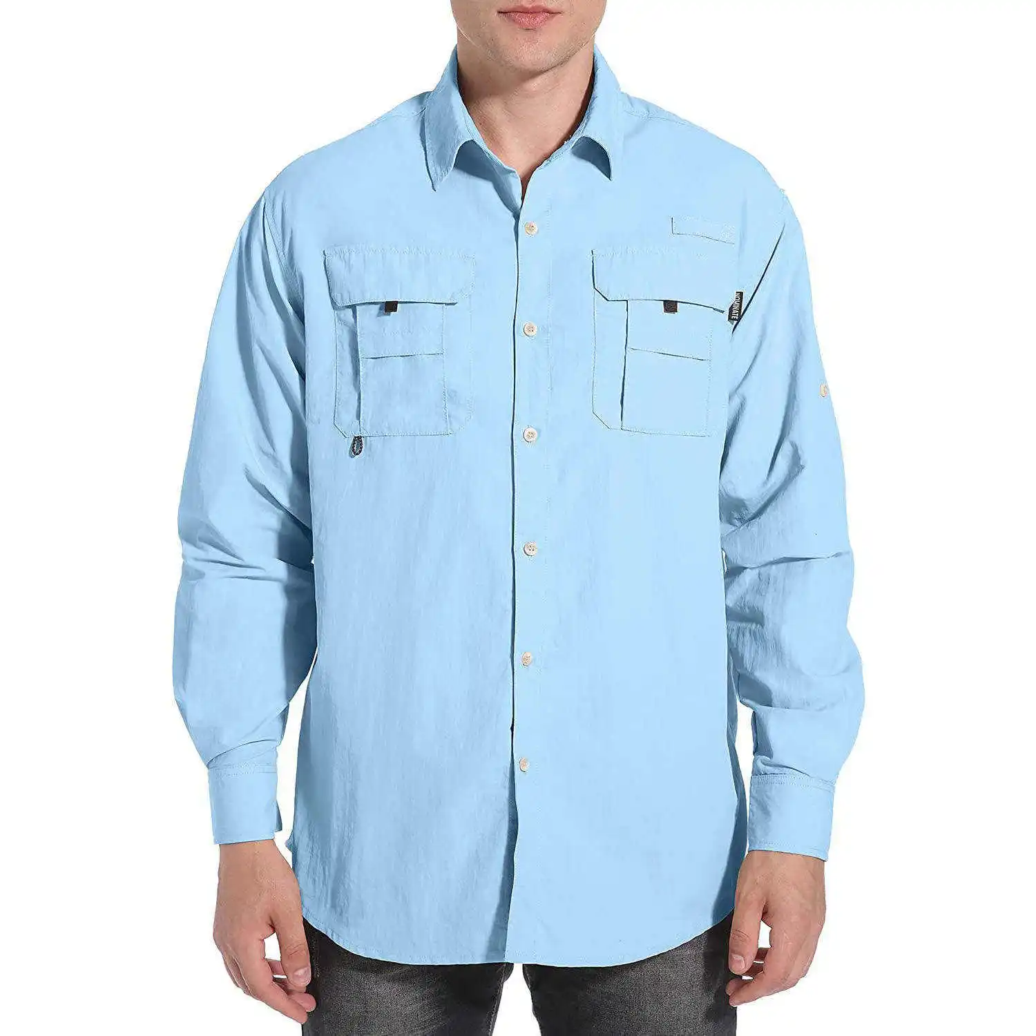 Custom Men's Upf 50+ Sun Breathable Sun Protection Shirt High Quality 100% Polyester Long Sleeve UV Sun Protection Performance