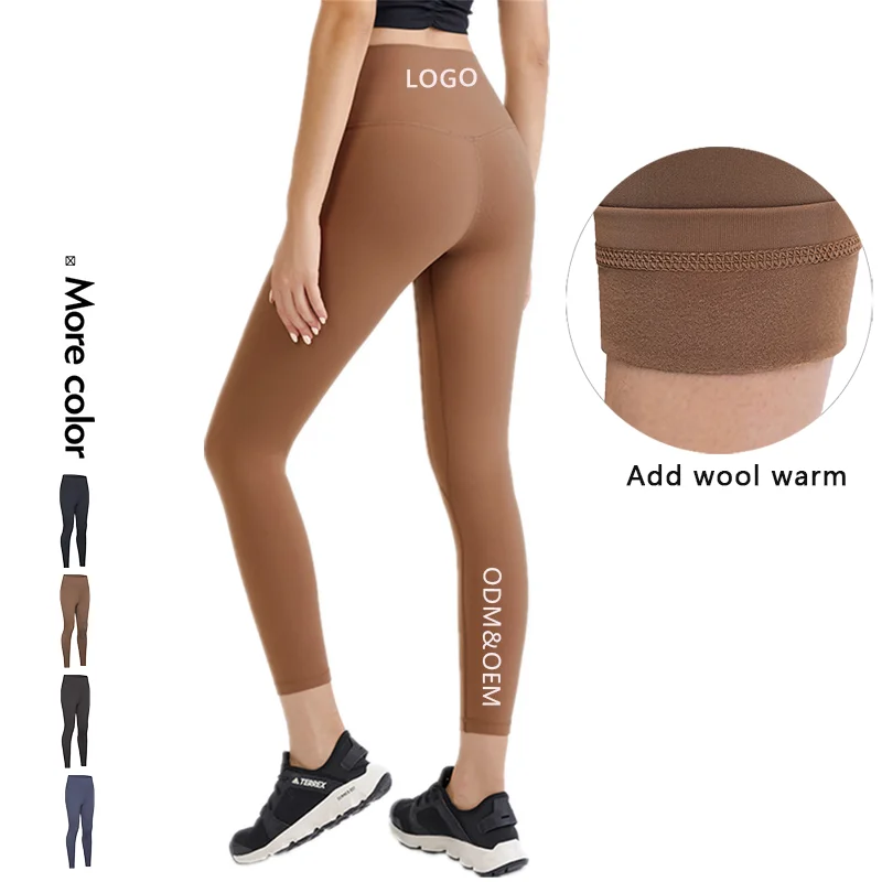 

Xsunwing Super Soft Brushed High Waist Waist Trainer Leggings Solid Color Women gymactive Warm Winter corset tights with pockets