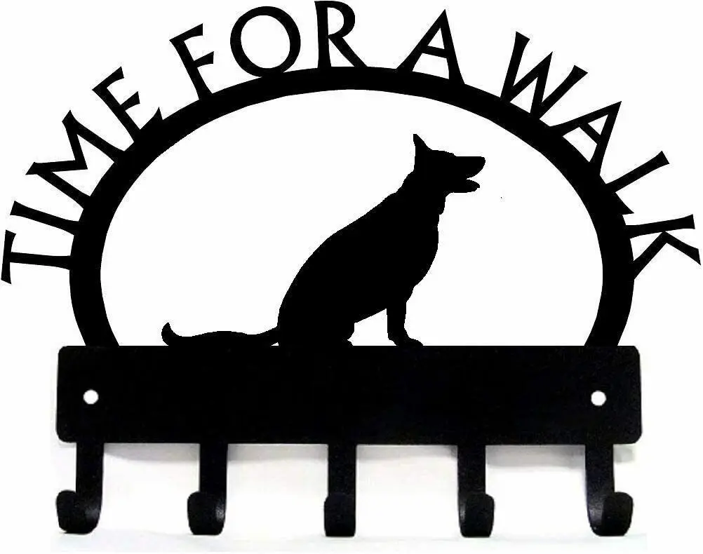 

Yinfa Factory Quality Decor Metal Wall Art Craft German Shepherd Sitting Time For A Walk Key Rack Dog Leash Hanger 11inch TY2035