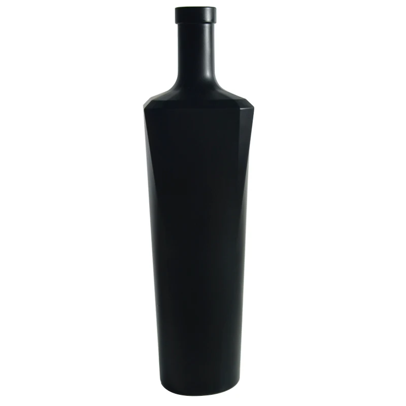

Matte Black 250Ml 350Ml Liquor Vodka Glass Bottle Flat Shape Glass Bottle