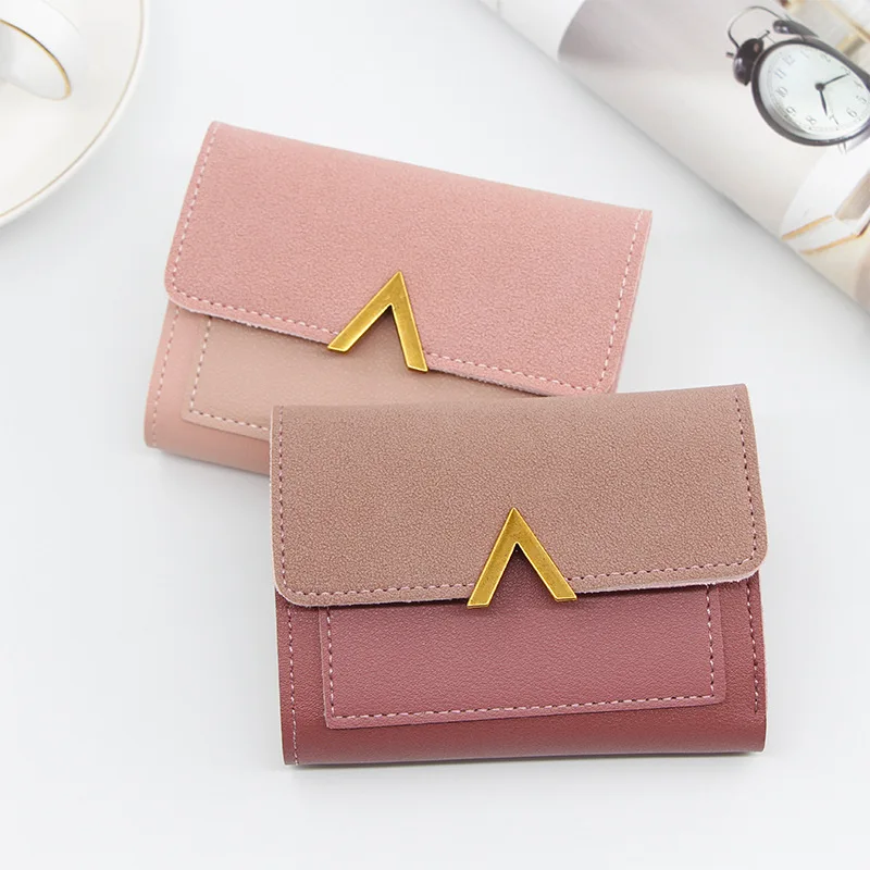 

2021 New Korean Version of Simple Women Wallet Short Large-capacity Girl Purse Candy Colored Multifunctional Student Wallet